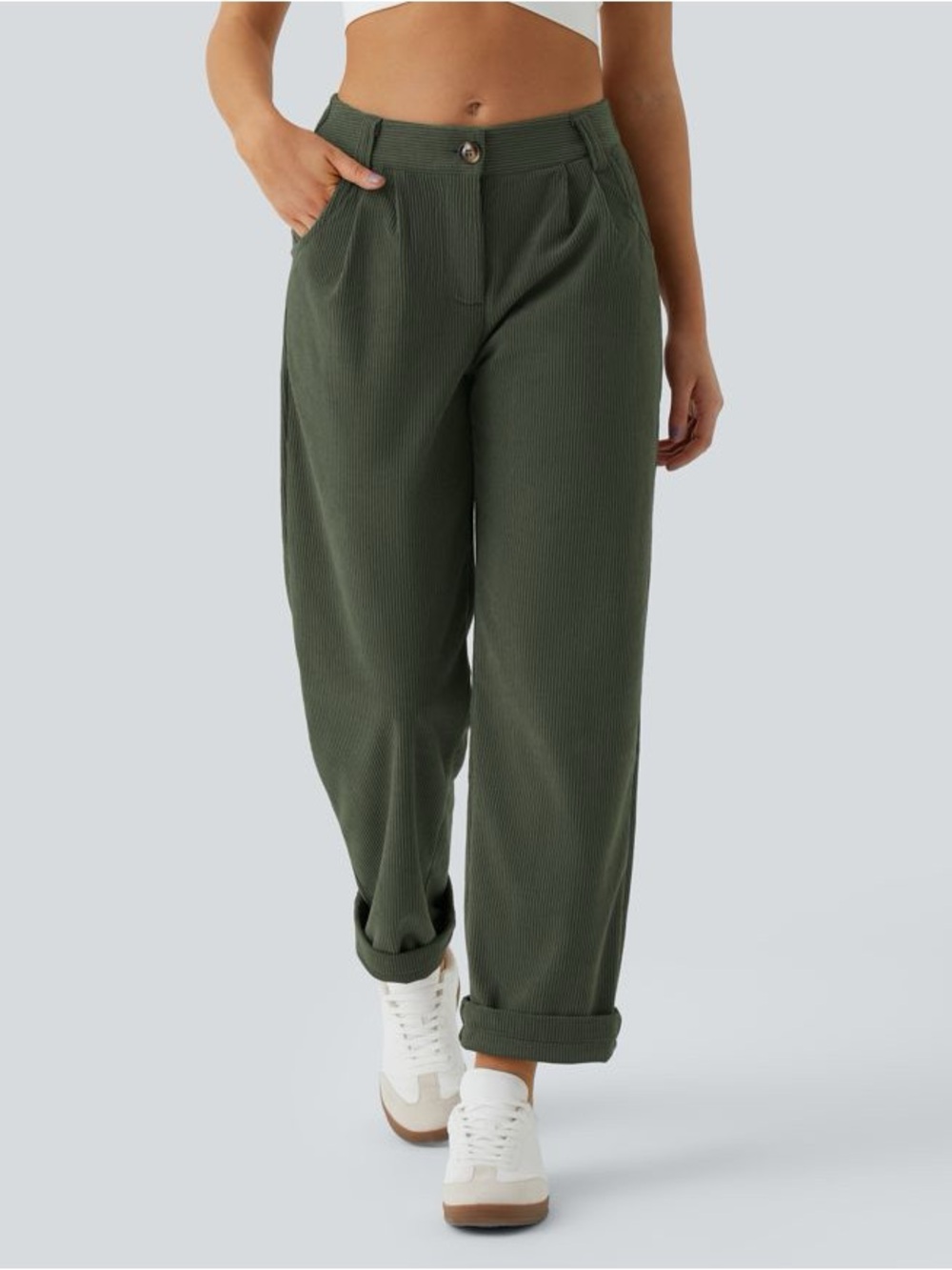 NWT Halara Mid Rise Zipper Pocket Corduroy Casual Pants